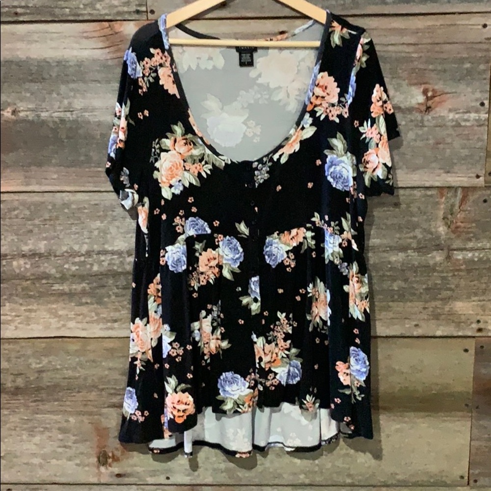 Torrid Black Floral Knit Top
